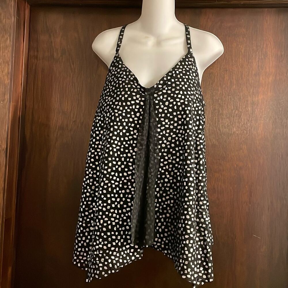 Swimsuits for All Brand Size 18 Black & Silver Metallic Tankini Top Swimdress